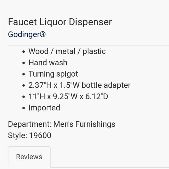 Godinger Taproom Collection Wood Base Bottle Dispenser - Picture 7 of 8